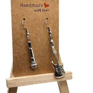 Handmade with Love Lightweight Unisex Guitar & Microphone Hook Earrings for Music Lovers High-Quality Metal Durable Stylish Accessory