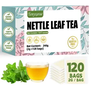 Organic Nettle Leaf Tea Bags – 120 Tea Bags (2g/Bag) Crafted from 100% Natural Leaves | Caffeine-Free, Sugar-Free, Gluten-Free Vegan | Boosts Metabolism & Soothes Joint Discomfort | Individually Wrapped Eco-Friendly
