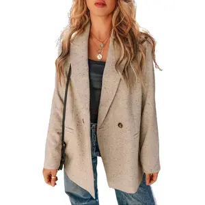 Oatmeal Single Breasted Elegant Blazer