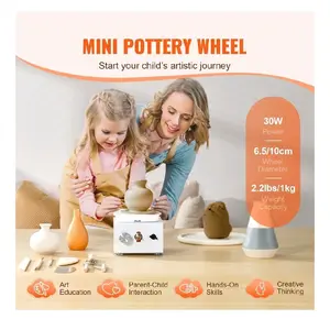 KFFKFF Mini Pottery Wheel , Speed Control from 0-320RPM, Removable Tray Shaping Device, 2.56in/3.94in 2 Rotating Platforms, Electric Pottery Wheel Machine, 18pcs Supplementary Tools