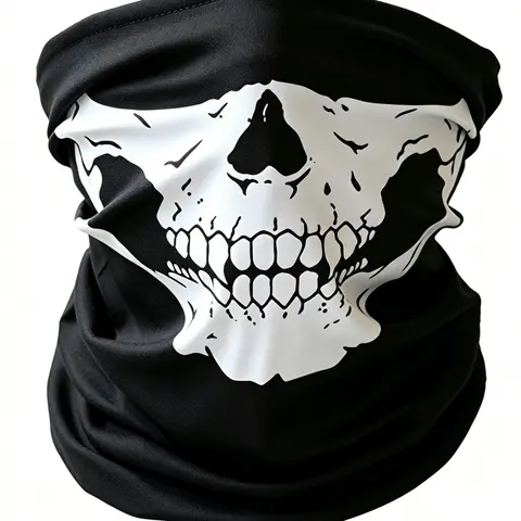 Halloween Skull Mask, Seamless Neck Gaiter, Neck Face Covering and Full Balaclava, Motorcycle Face Cover, Outdoor Sports Magic Scarf, UV Protection, All Seasons