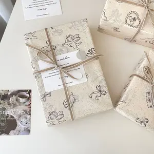 6pcs Gift Wrapping Tissue Paper | Cute Vintage Print for Gift Packaging, Wedding, Birthday Decoration