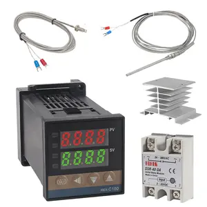 110-240VAC PID REX-C100 Temperature Controller SSR-40A Thermocouple Heat Sink