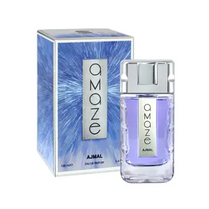 Ajmal Amaze Perfume 3.4 Fl Oz 100 ML For Men Leathery Woody Musky Scent Aromatic Appeal