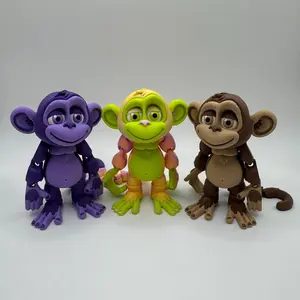 3D Printed Articulated Monkey with Optional Tree Stand & Banana Prop Collectible Figurines Collectible Room Decor