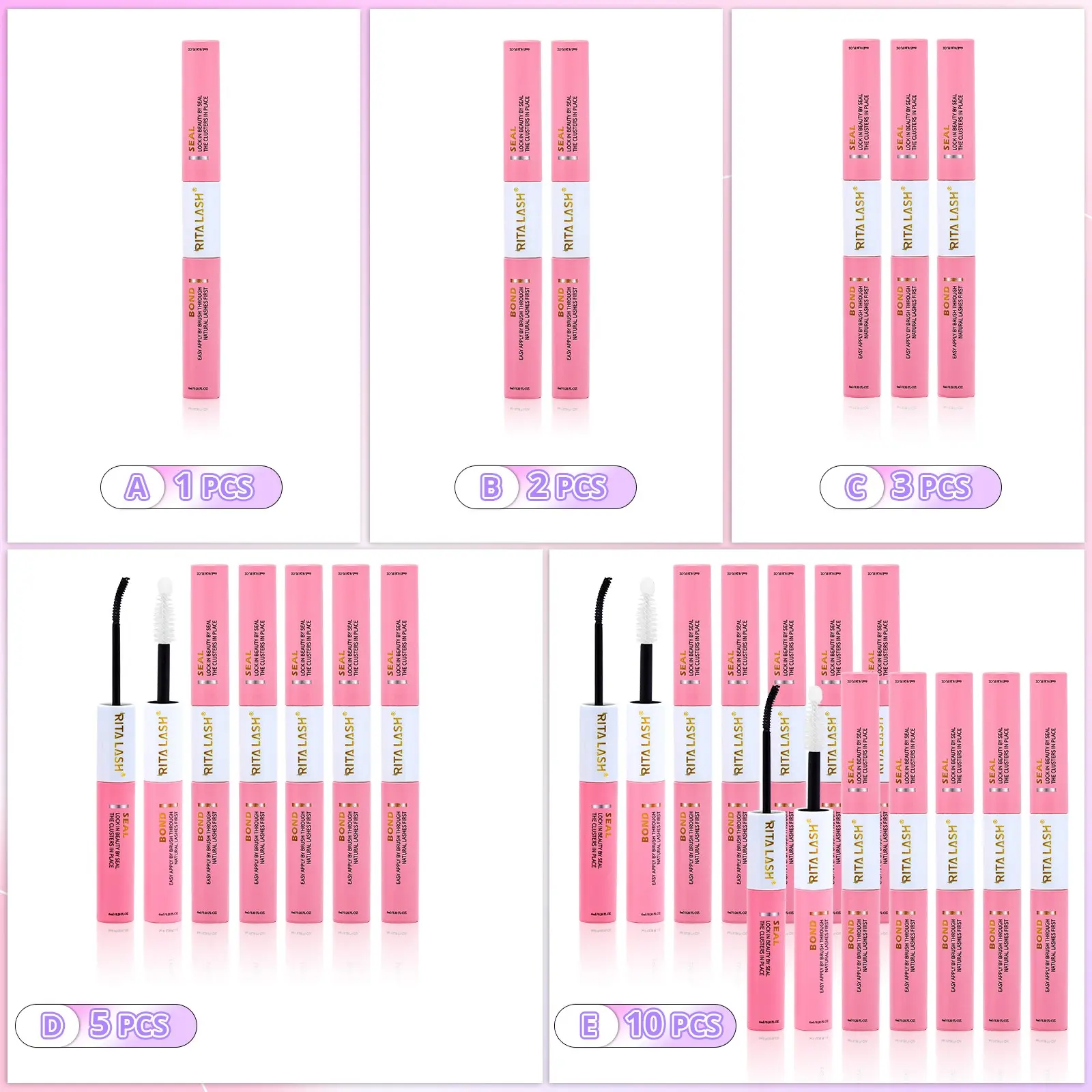 RITALASH Lashes 2In1 Bond & Seal Eyelash Sealant Waterproof Cosmetic Glue Eyelash Bonding Glue Eyelash Adhesive For Fluffy Eyelash Clusters Strong Hold For Beginner Friend Makeup Glue & Remover