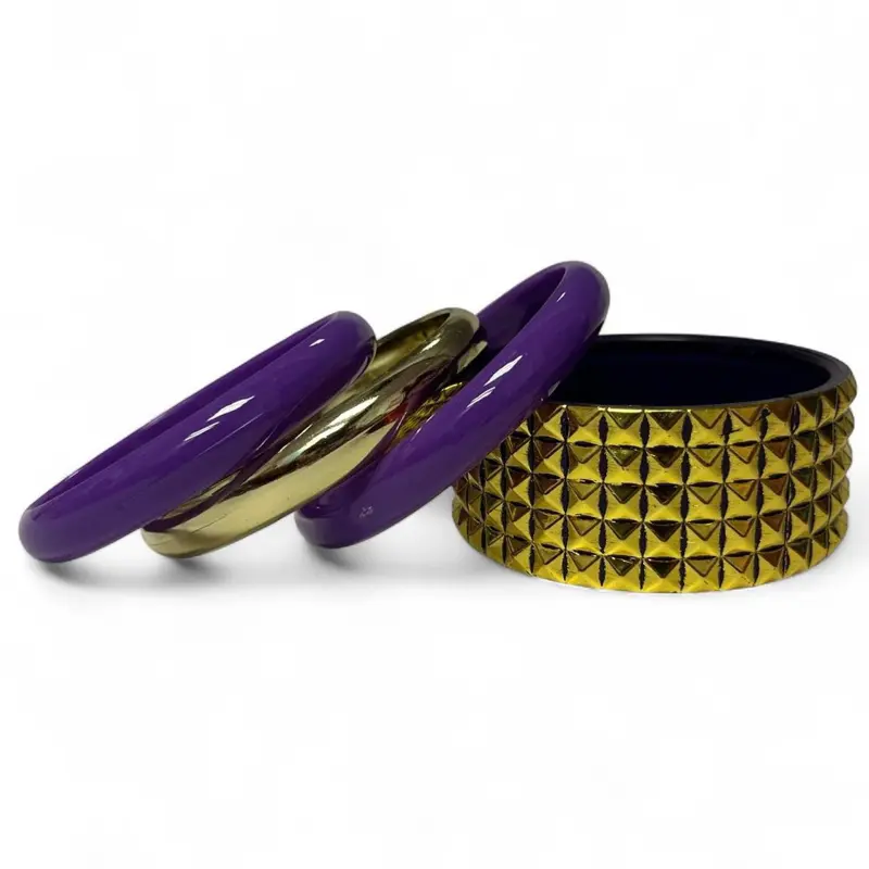 Y2K Vintage Bangle Set Mcbling Trashyy2k Early 2000s Cybery2k Streetwear Punk Mallgoth Gold & Teal Studded Design gift Hypoallergenic Bracelet couple