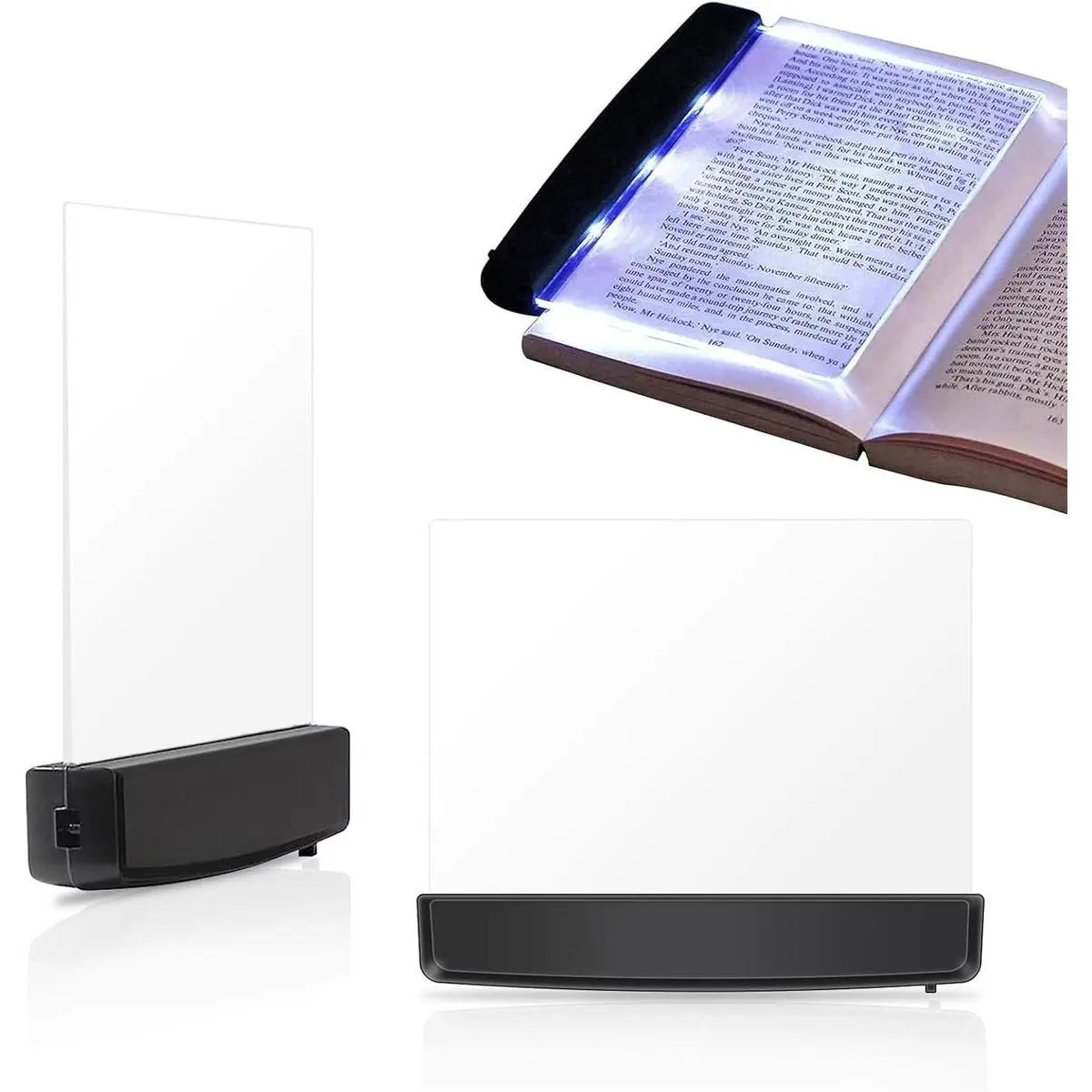Flat Book Light Page Book Light for Reading in Bed at Night Clear LED Book Full Page Light Illuminator Panel Plate Lamp Board Wireless