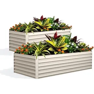 2 Pack Galvanized Raised Garden Bed ,2ft Tall Rust-Resistant Outdoor Planter Box, Easy Assembly Garden Bed for Vegetables Flowers Herbs