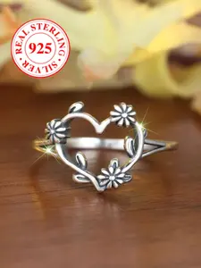 S925 Sterling Silver Hollow Out Heart Design  Ring, Heart Cluster Ring, Fashion Accessories for Women & Girls, Trendy All-match & Exquisite Jewelry for Birthday Gift