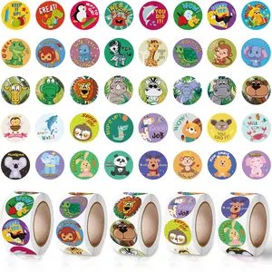 Cartoon Animal Pattern Reward Sticker (1000pcs/5 Rolls), Cute Anti-fading Sticker, Waterproof Reward Label Sticker for School Office, Funny Stickers