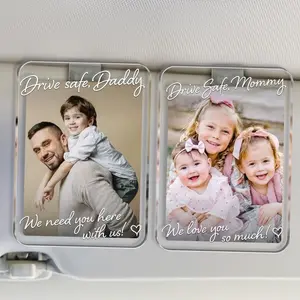 Personalized Car Visor Clip Gift for Mom, Custom Photo Memory Keepsake Gift, Mothers Day Gift from Daughter Son, Picture Drive Safe Gift