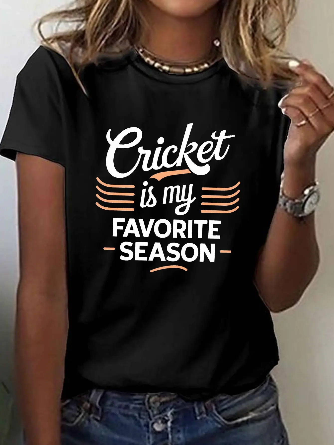 Women's _Cricket is My Favorite Season_ Graphic T- unisex soft cotton short sleeve t shirt, vintage graphic casual tee for men women teens, perfect birthday holiday gift for camping travel gym daily street  wear