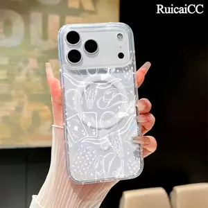 Magnetic Phone Case for iPhone 17 16 Pro Max Plus 15 14 13 12 11 Air Western cowboy Dreamscape Pattern Anti-Yellowing Shockproof ultra-thin Silicone Crystal Transparent Acrylic Large Hole Cover Supports Wireless Charging