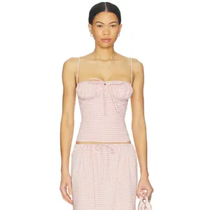 MORE TO COME Luciya Cami Top in Pink Plaid