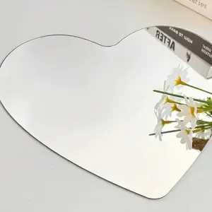 Heart-Shaped Frameless Acrylic Mirror, 1 Count Self-Adhesive High-Density Wall-Mounted Vanity Mirror, Bathroom & Bedroom Decoration