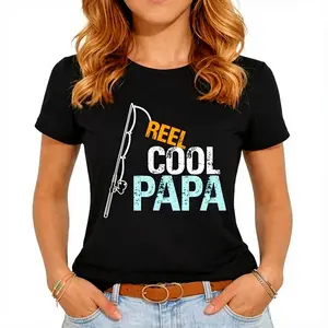 [100% Cotton] [100% Cotton]  Papa Gift From Granddaughter Grandson Reel Cool Papa T-Shirt T-Shirt For Men And Women