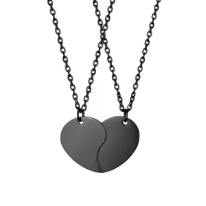 OIDEA Stainless Steel Polished Split Heart Friendship Necklace Set for 2 Best Friends Forever