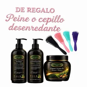 Romero + Biotina con Queratina Body Care Hair Kit (Shampoo, Acondicionador, Leave-In) - Cosmetic Set with Smooth, Nourishing, Scented Formula, Vitamins for Hydrating, Moisturizing, Brillo, Volumen, Plus Free Gift