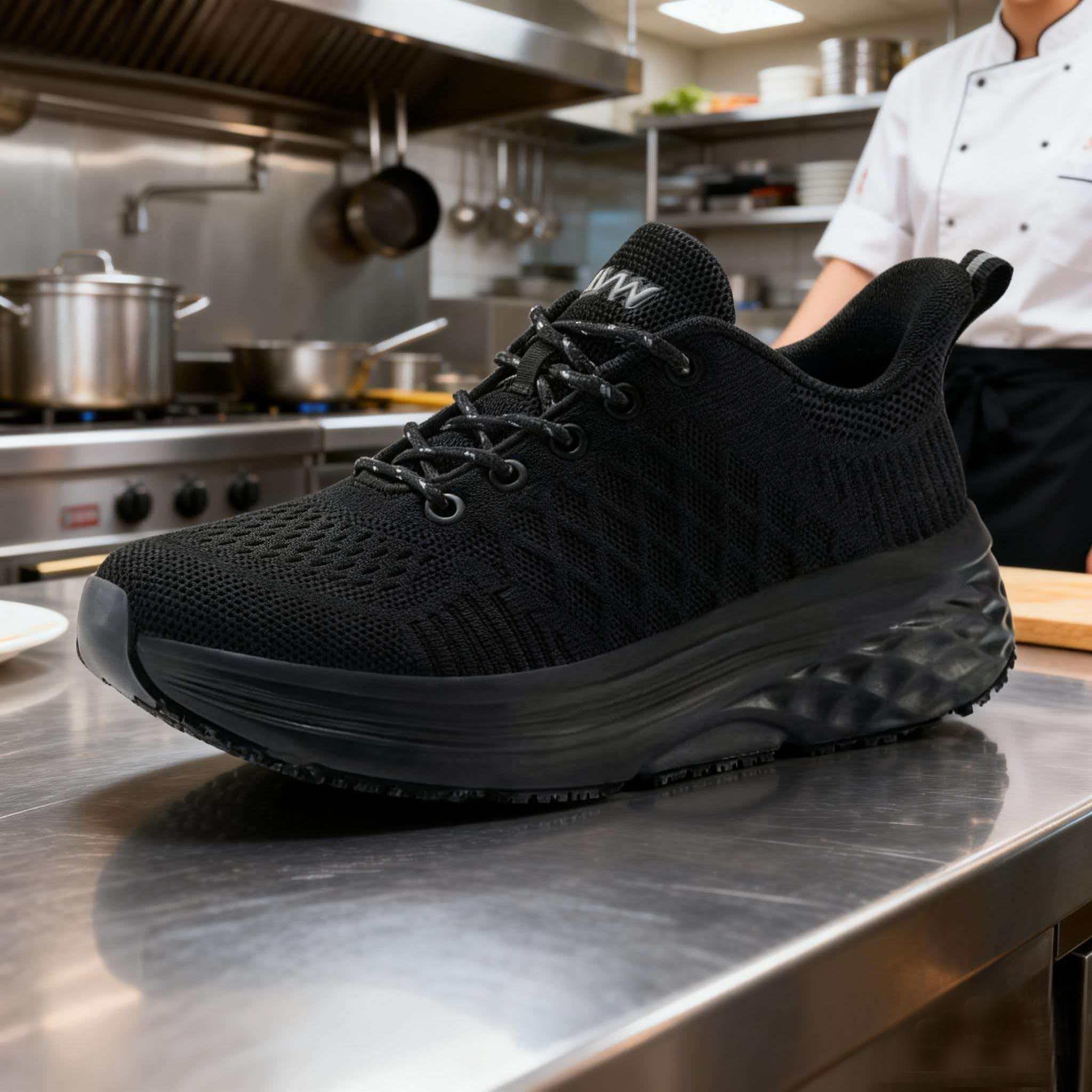 Women's Non-Slip Waterproof Oil-Resistant Chef Shoes - Breathable Fabric Footwear, Slip-Resistant Waterproof Casual Trainers for Kitchen Food Service, All-Day Comfort Walking Work Shoes, Breathable Work Shoes, Walking Shoes