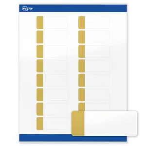 Avery Printable Rectangle Labels with Sure Feed Technology, Dipped Gold Edge Design, 1" x 2-5/8", Glossy White Permanent Labels, Laser/Inkjet, 160 Total, Great for Address Labels