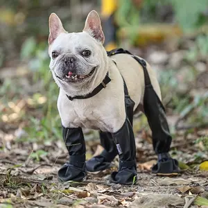 Adjustable Waterproof Dog Shoes, Breathable Soft Buckle Claw Pad Protector, All-Weather Anti-Slip Pet Boots for Small Dogs