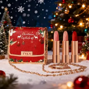Christmas Lipstick Set Gift Box, Long Waterproof Extendable Lipstick Set, Gold Chain Bag Design, Perfect Christmas Gift for Friends and Mom