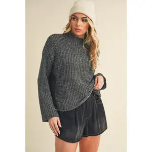 Aemi + Co Mock Neck Long Sleeve Sweater
