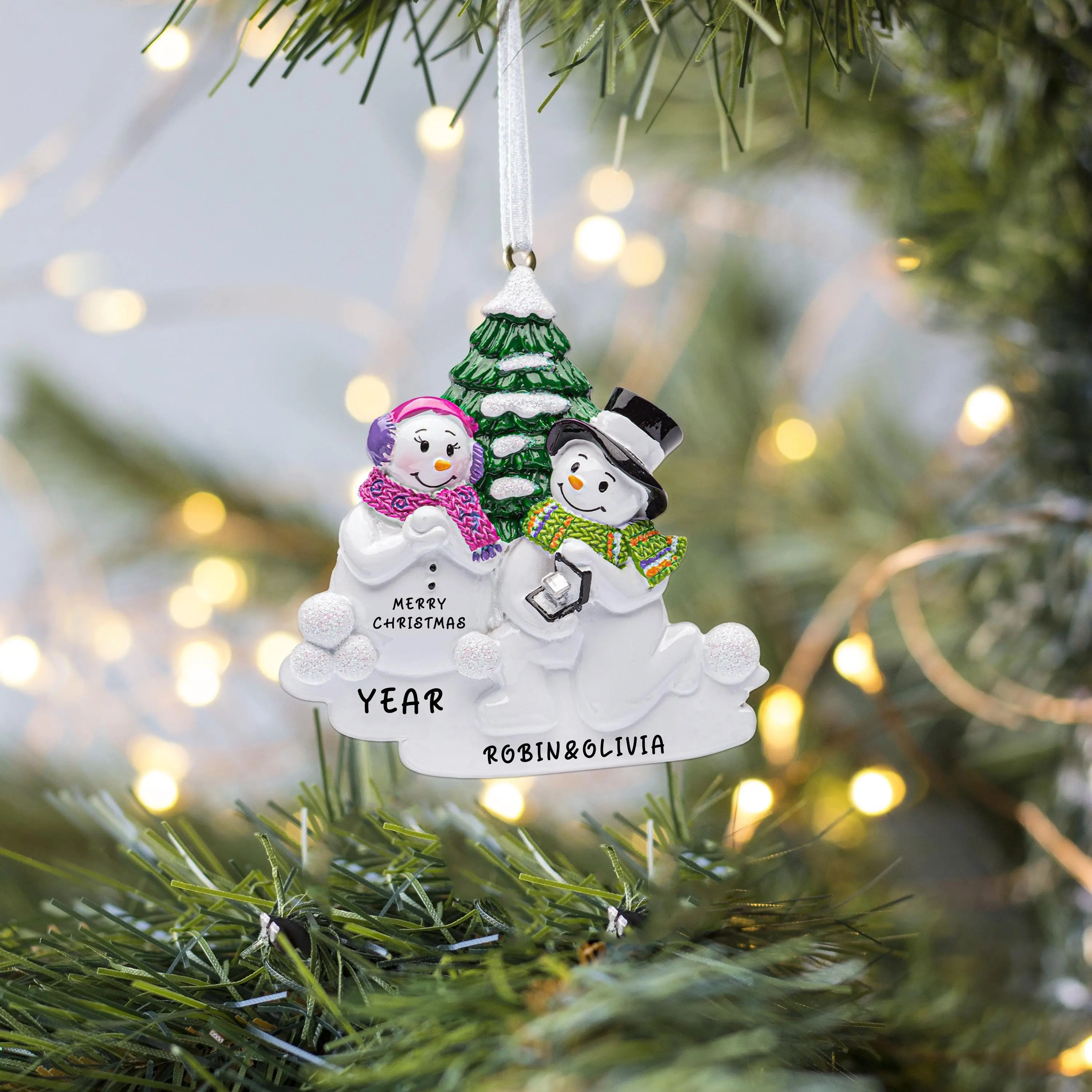 Snowman Couple, Couples OrnamentCustom Gifts, Personalize Ornament Gifts, First Christmas, Husband And Wife, 2024 couple ornament