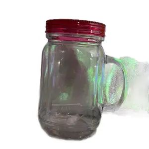 16oz Snow Globe Cup with Handle - Clear Design and Red Lid Feature