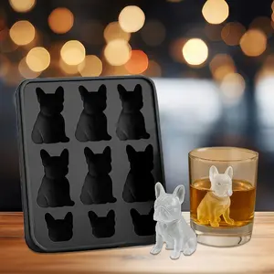 9Cavity French Bulldog Ice Tray Mold GiantJumbo Large Food Grade Silicone Ices Cube Square Tray Mold DIY Ice Maker IceCube Tray Ice Cube Trays