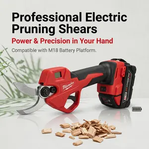 Smart Electric Garden Pruner Compatible with M18 18V Series, 100W Brushless Motor Pruning Tool, Max 25mm Cutting Diameter, Real-time LCD Power Display, Professional 65mm Blade for Orchard & Yard Landscaping Maintenance