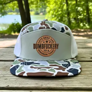 Lets Keep The Dumbfuckery To A Minimum Today Hat | Funny Camo Trucker Hat | Leather Patch Mesh Back Hat | Rude Sarcastic Gift For Men Him