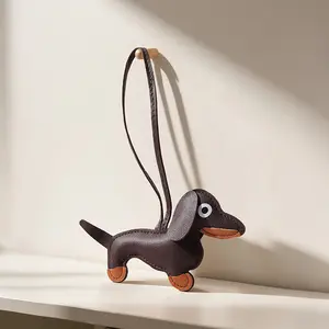 Dog bag ornament, suitable for wallets and handbags - cute PU sausage dog key ornament Stylish Backpack Charm Street Style Charm