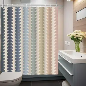 2D Flat 1Pc Rainbow Bohemian Arch Shower Curtain - High Quality Large Size 71X 71inch Pastel Pink Beige Blue Mint Green Turquoise Bathroom Decoration, Machine Washable with Grommet Top, Semi-Circular Rainbow Arch Window Design, Suitable for Bathtubs