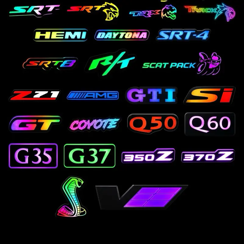 RGB LED Grille Badge for Dodge Charger, Challenger, Durango, Trackhawk, Ram TRX,Camaro, Mustang, Infiniti, WRX, AMG, Nissan, Honda, & Trucks | SRT Hellcat Redeye Trackhawk TRX R/T SS ZL1 | App Controlled Light Up Emblem
