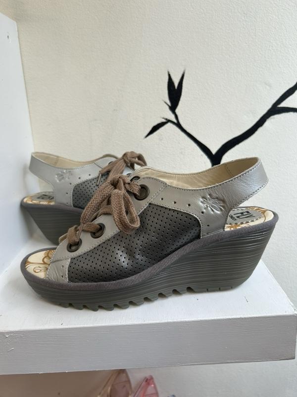 Fly London Yuta Platform Wedges - Gray Women's Fashion Casual Footwear