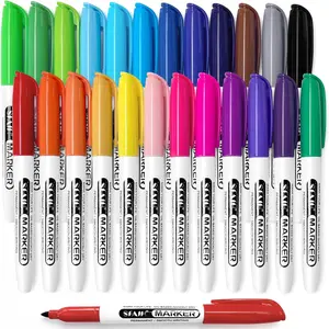 24 Colors Permanent Markers - Assorted Vibrant Colors, Quick Drying, Fade Resistant, Alcohol-Based Fine Point Permanent Markers for Paper, Plastic, Wood, Coloring, Drawing Doodling, Waterproof