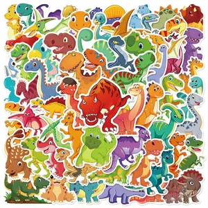 Cartoon Dinosaur Series Sticker, 60pcs/set Waterproof Self Adhesive Decor Paper, Decor Sticker for Gift Greeting Card Water Bottle Laptop Phone