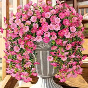 2/4 Pcs Outdoor Faux Eucalyptus Morning Glory Silk Flowers, Wedding Decoration Wall Hanging Vines, Artificial Floral Arrangements, Ornaments, Artificial Flower Set, Artificial Faux Plants, Artificial Fake Plants