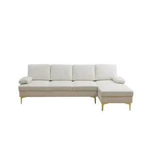 Lifestyle Off-white Fluffy Fabric 2-Piece Living Room Sofa set