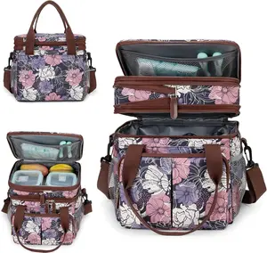 Lunch Bag for Women Men Double Deck Expandable Lunch Box,Large Lunch Bags,Leakproof Lunch Box Cooler Bag