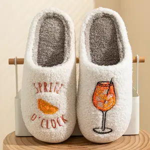 Women's Cute Aperol Spritz Slippers, Cozy Indoor & Outdoor Slippers, Non-Slip House Slippers, Bachelorette Party Gift