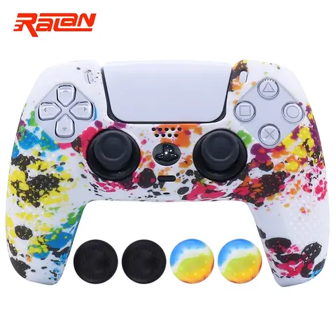 Anti-slip Soft Silicone Protective Case For PS5 Controller Gamepad Skin Cases Cover Shell For Playstation 5 Joystick with Stick Grip Caps Gaming Console Accessories