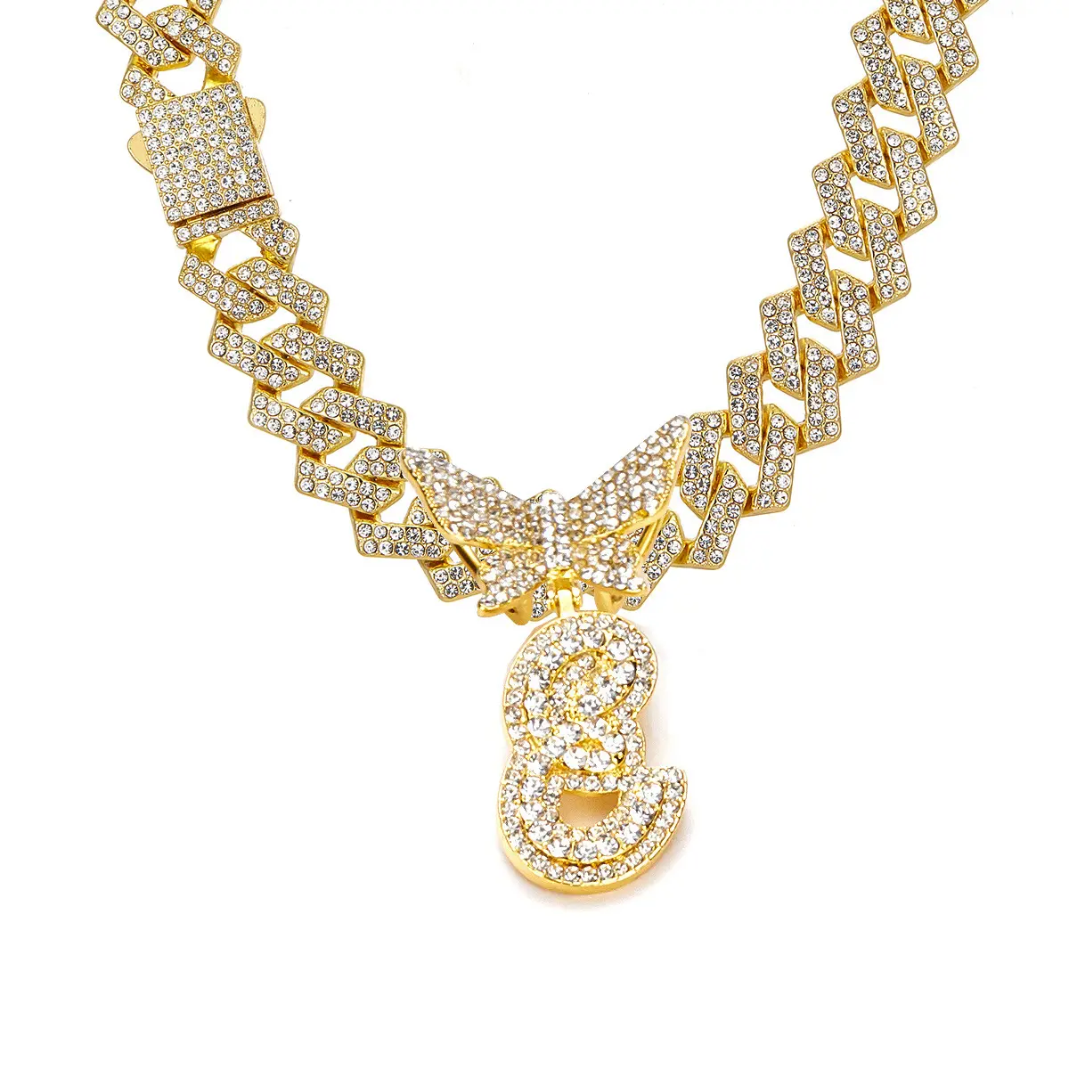 Golden letter necklace E