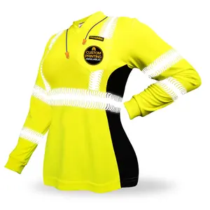 KwikSafety VIXEN Safety Shirt for Women Class 3 Long Sleeve Womenswear ANSI OSHA Compliant Hi Vis Reflective Crewneck - Model No.: KS4410