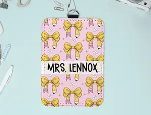 Personalized Leatherette ID Badge Holder with Lanyard – Custom Sublimated Name Tag for Teachers