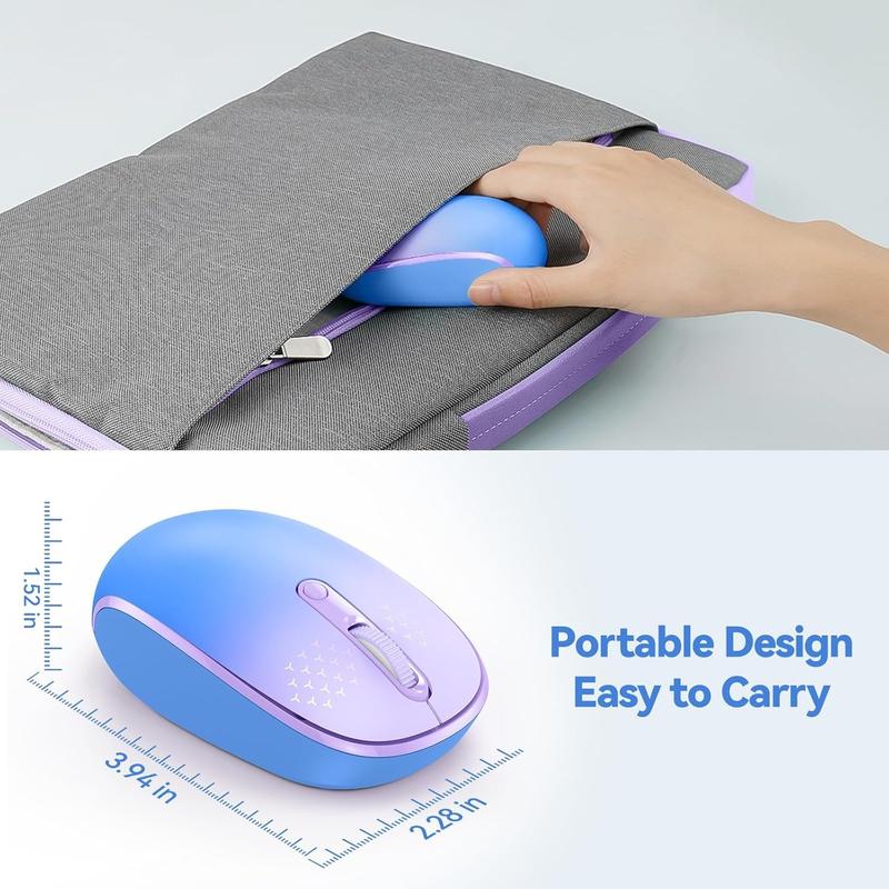 X-MUP05  Wireless Mouse, 2.4G Quiet Computer Mouse with USB Receiver, 4 Buttons Portable Cordless Mice for Chromebook, Laptop, PC, Mac, 800/1200/1600 DPI - Yellow