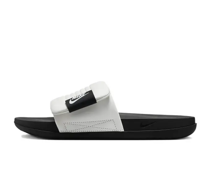 Black White Color Block Slide Sandals Adjustable Strap Slip On Slippers Soft Cushioned Insole Non Slip Flat Outsole Casual Slides For Beach Shower Daily Indoor Outdoor Wear Unisex