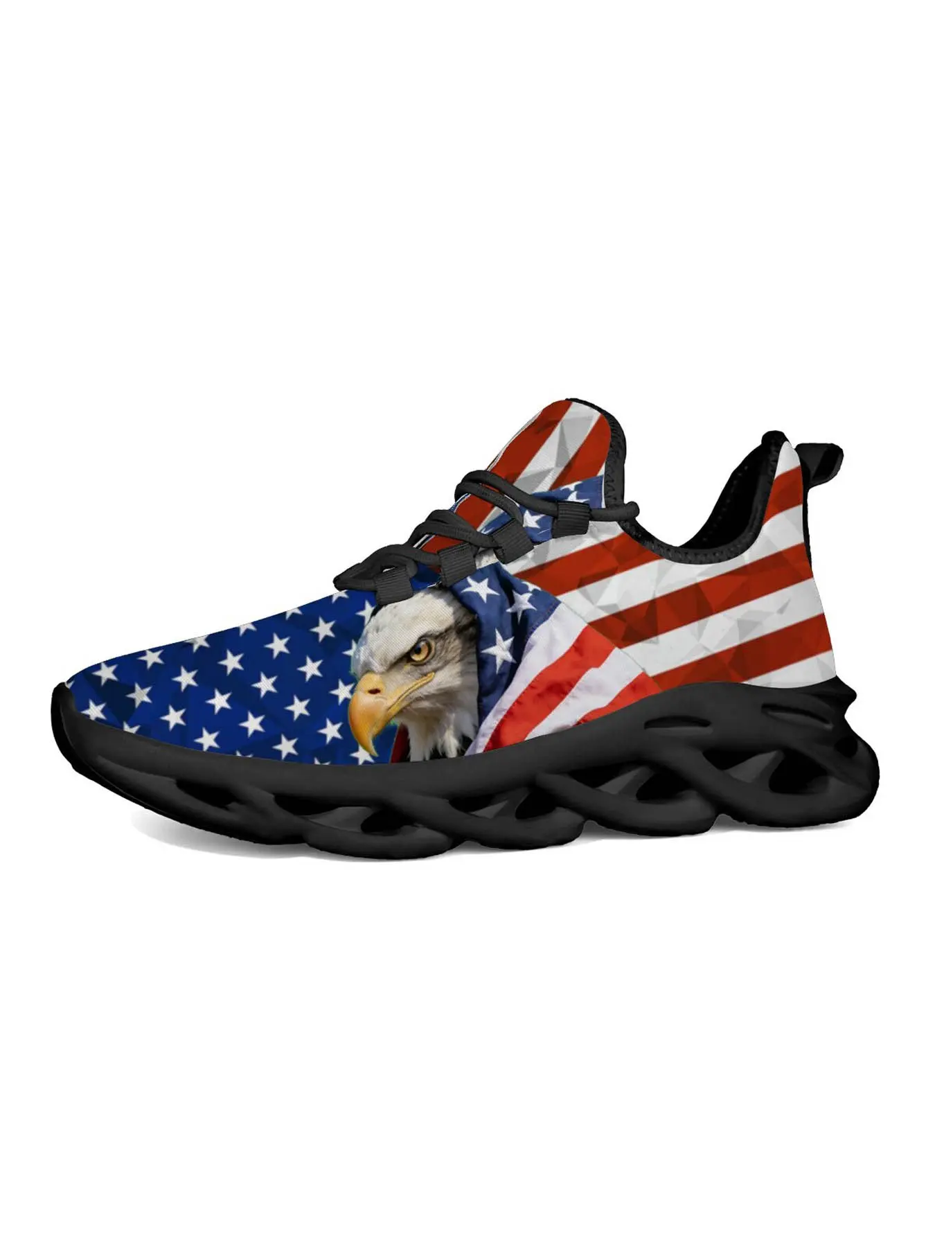 Exclusive Recommendation American Flag Eagle Head Sneakers Casual Shoes, Patriotic Style Fashion, Unique Print, Sole, Perfect for Festivals and Sports